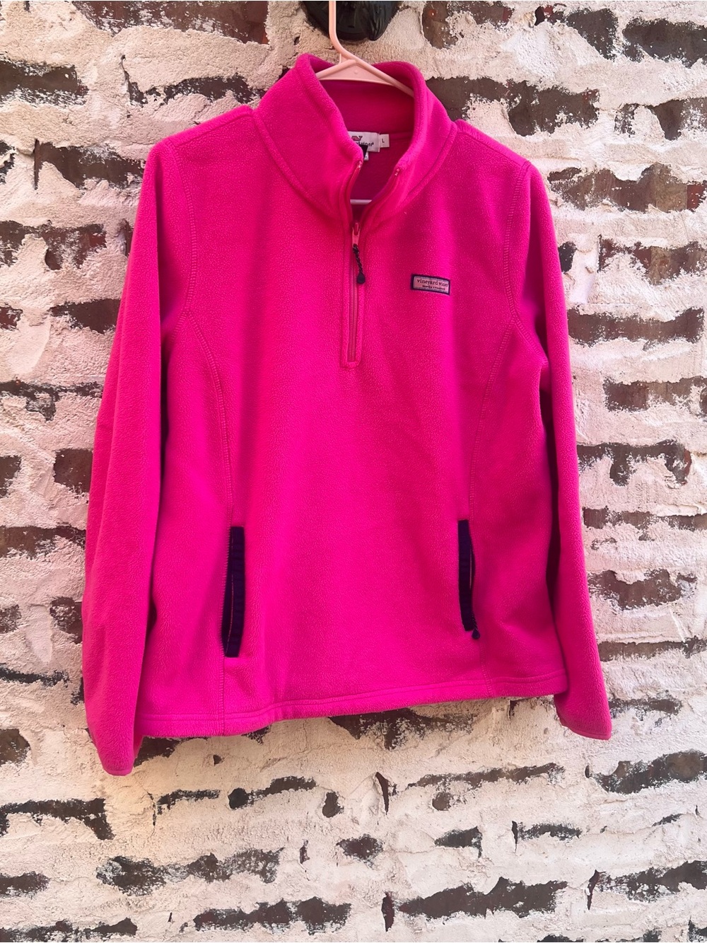 Vineyard Vines Women’s Hot Pink Quarter-Zip Fleece Pullover Size L